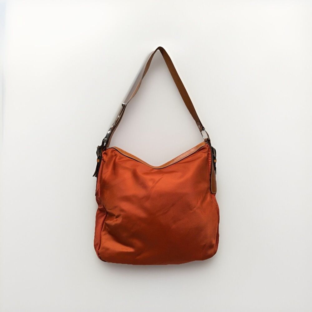 Ralph Lauren equestrian Burnt Orange Purse Hobo Leather Strap Silver Hardware